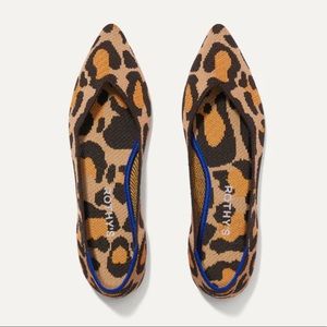 Rothy’s Rothys the Point Leopard Flat Pointed Toe Shoe NEW NWOT 8 Big Cat